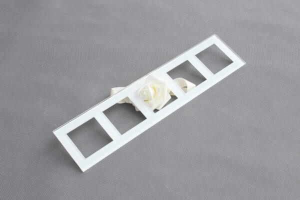 5 positions switch socket glass panel with 5 hole drilling and white silk printing