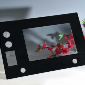 touch screen tempered glass with hole drilling and transparent black visual area