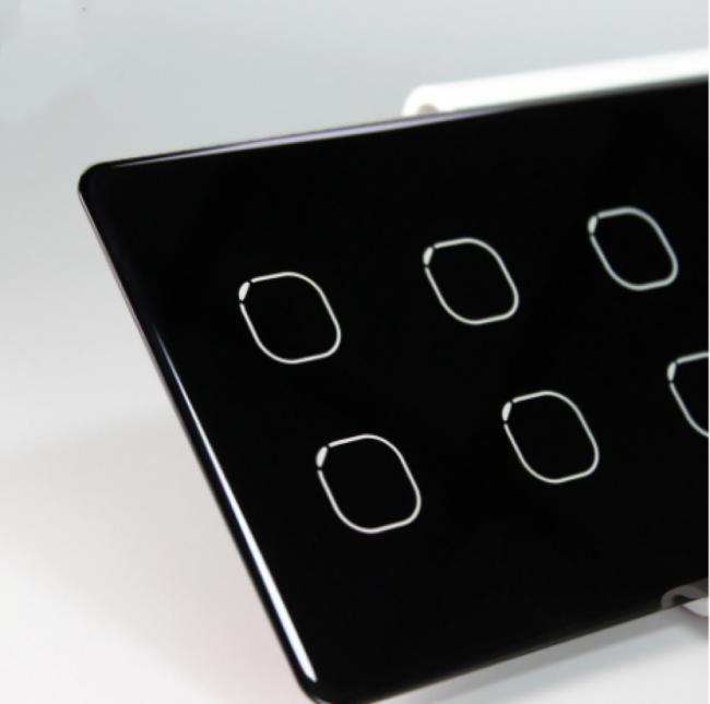 2.5D polished edge switch socket wall glass with black ceramic printing